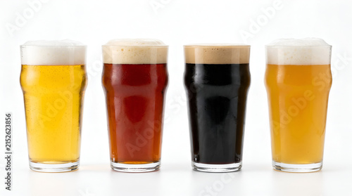 Collection Of Beer Glasses Filled With Various Brews