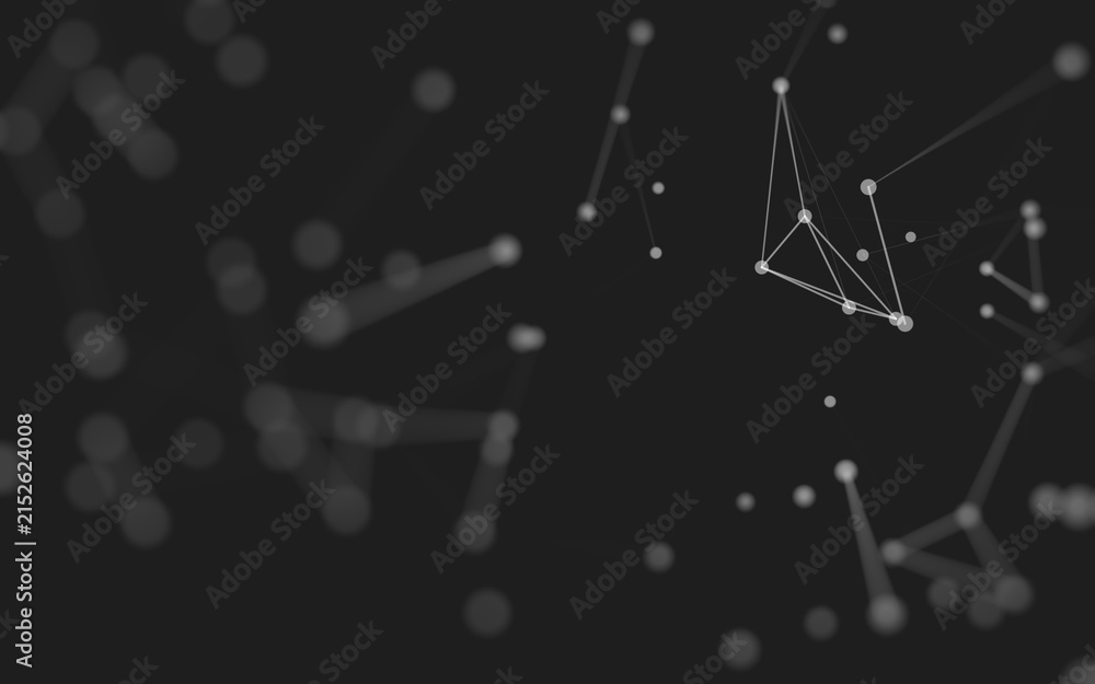 Fototapeta premium Abstract background. Molecules technology with polygonal shapes, connecting dots and lines. Connection structure. Big data visualization.
