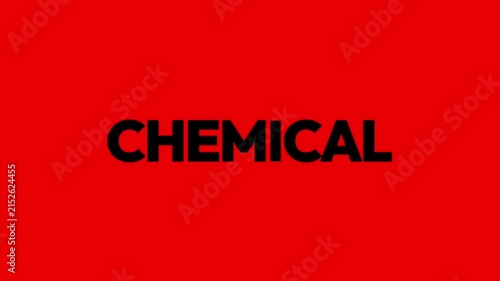 Animated CHEMICAL text creates a bold science visual, suited to laboratory, reaction, substance, chemistry, and industrial concepts.