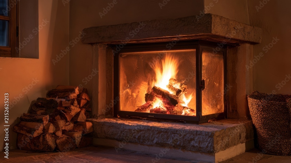 Fototapeta premium Calm cozy winter atmosphere in soft warm interior lighting