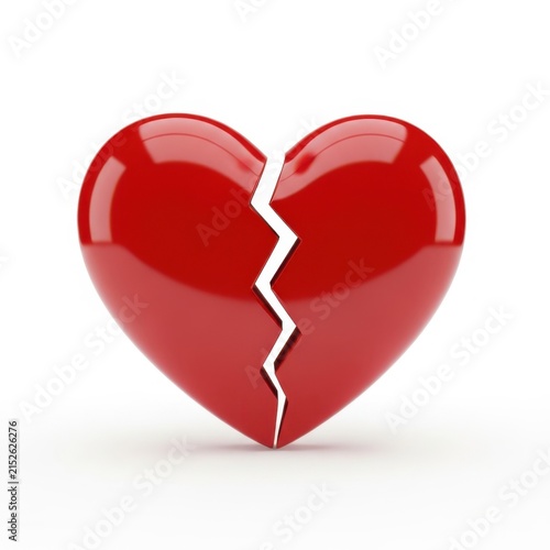 Shiny red broken heart icon illustration