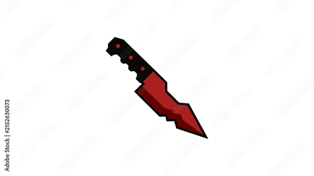 Obraz premium Red Tactical Combat Knife Icon Vector Illustration