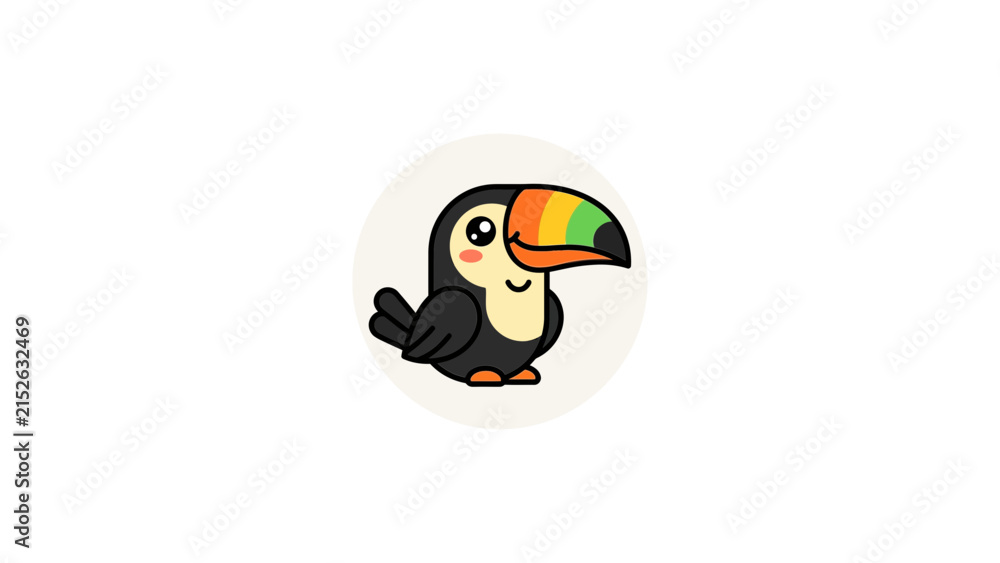 Fototapeta premium Happy cartoon toucan bird illustration.