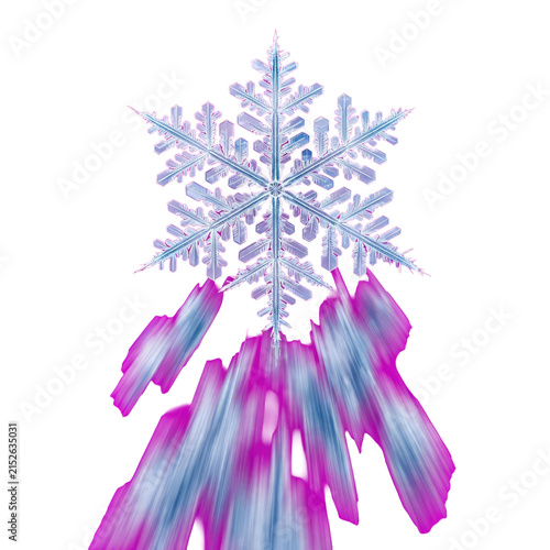 Crystal Snowflake with Vibrant Abstract Color Splash