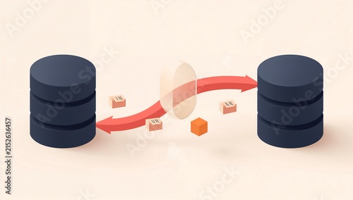 Generative AI illustrating data transfer between two databases