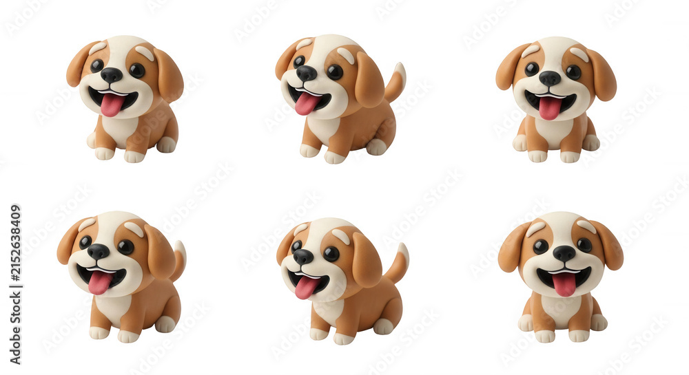 Obraz premium cute cartoon puppies sitting on a clean white background ready to play or be illustrations
