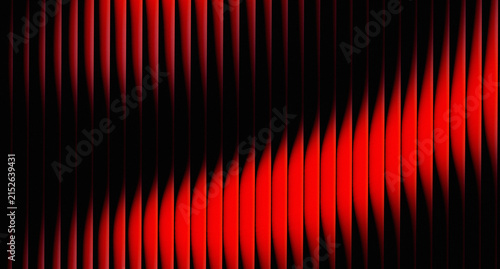 Bild auf Leinwand Abstract Dark Background with Vertical Red Metallic Louver Pattern and Soft Glow