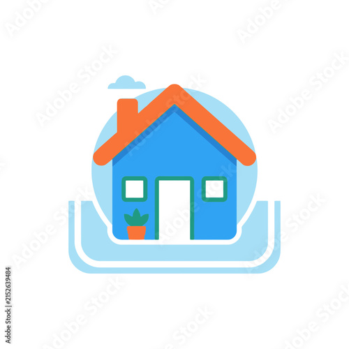 A simple flat vector illustration of a small residential house icon