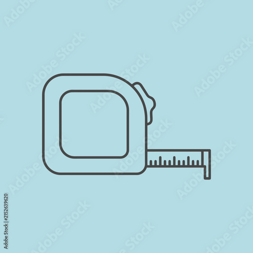 A simple line art illustration of a retractable measuring tape tool