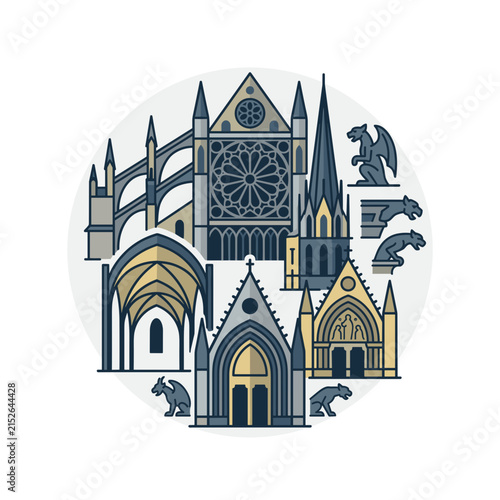 Gothic Architecture Collection Gargoyle Buildings.