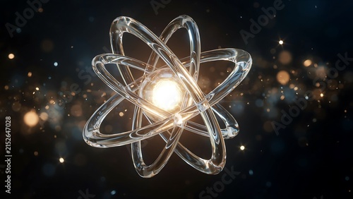 Futuristic Atomic Energy Concept with Glowing Molecular Structure and Advanced Science Technology