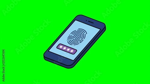 Smartphone with fingerprint and password secure safety biometric privacy animation HD 4K