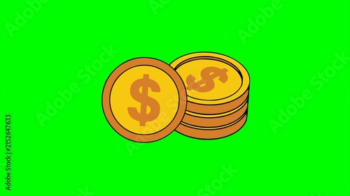 US dollar gold coin currency financial exchange animation HD 4K