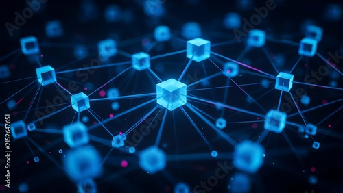 Futuristic Digital Network with Connected Nodes Representing Artificial Intelligence, Data Connectivity and Advanced Technology