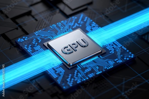GPU Chip Icon with Digital Circuit Background