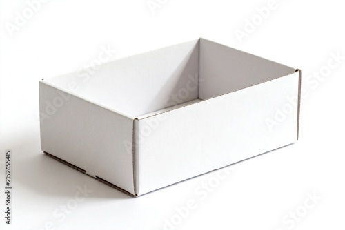 Open White Cardboard Shipping Box Isolated on White