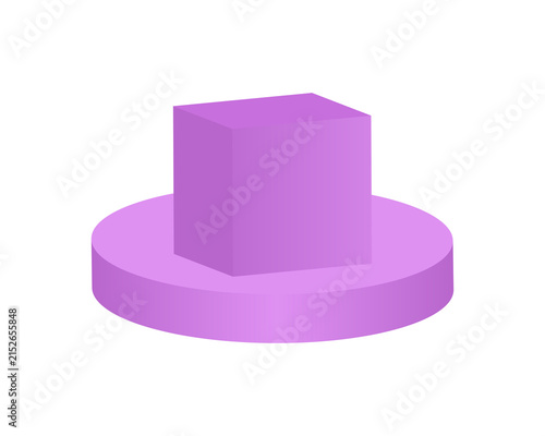 Pink Square Product Box on Round Podium Display Mockup on Isolated transparent background