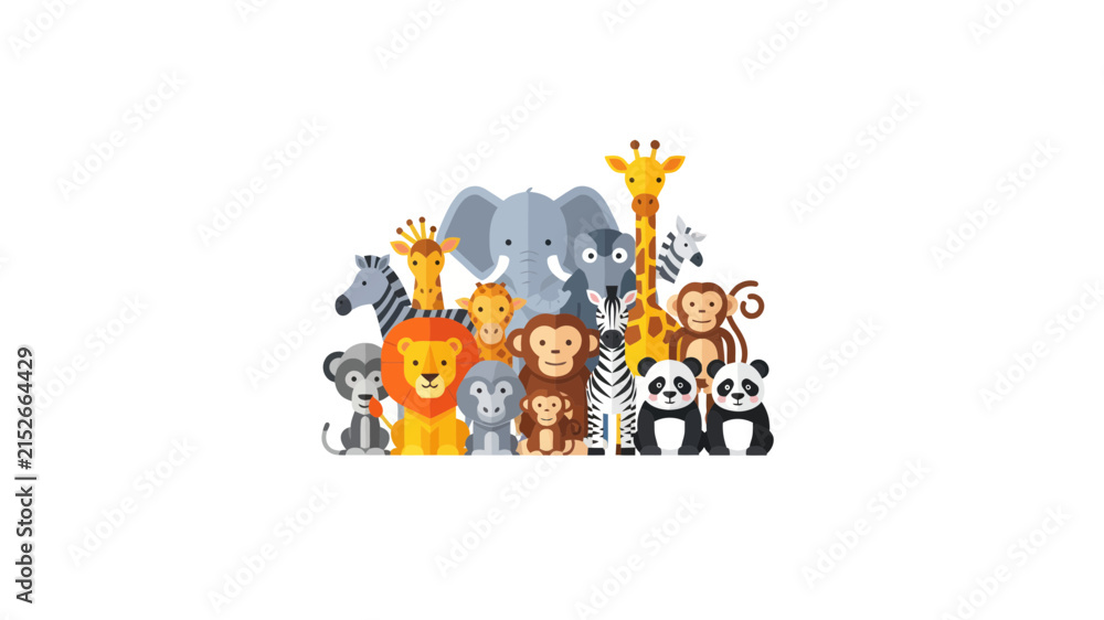 Fototapeta premium Cute Flat Vector Wild Animal Collection