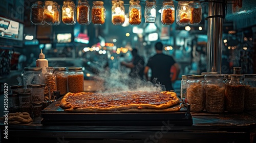 Street food pizza, night market