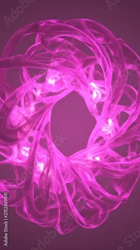 Abstract pink glowing energy vortex with complex swirling dimensional loops