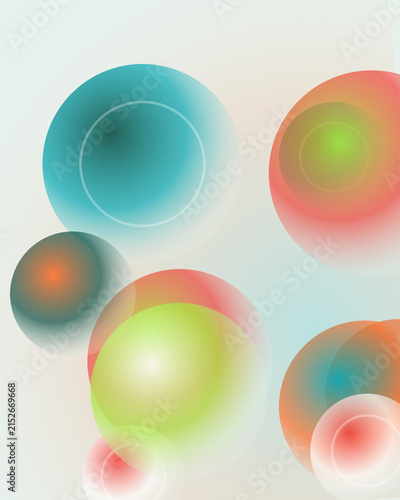 Abstract gradient spheres with soft light and pastel color palette