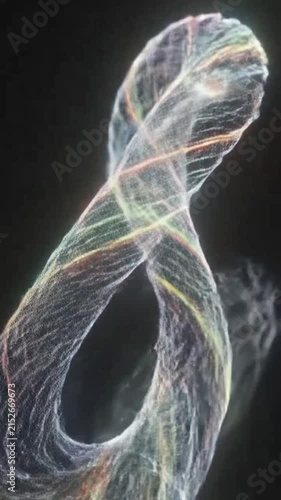 Abstract particle loop shape glowing against dark background