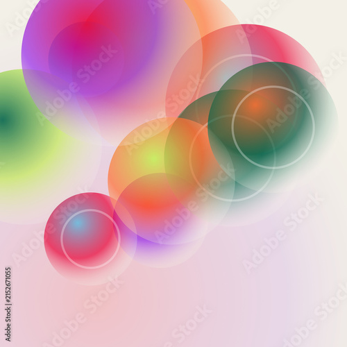 Blended abstract spheres with vibrant pink, orange, and green gradients on a light background