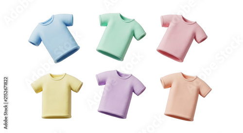 colorful shirts arranged neatly against a plain background likely for fashion or design related visual content