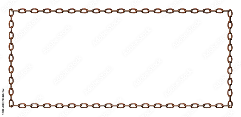 Naklejka premium Rusty metal chain frame forming a rectangular border, isolated on transparent background, png