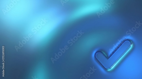 A blue glossy checkmark symbol indicating confirmation and approval.