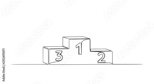 Winner podium 1 2 3 isolated continuous line art