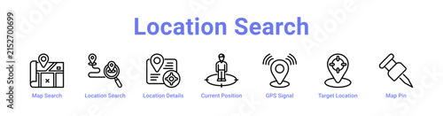 фотографія Location Search Web Icon in banner collection with line art collection
