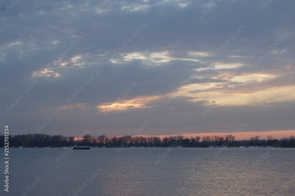 Fototapeta premium Sunset over the river Volga. Samara, Russia.