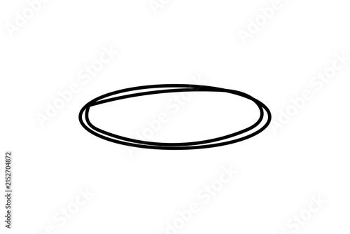 Hand-drawn black oval doodle useful as a minimalist frame, placeholder, icon, or graphic element for layouts, logos, diagrams, and modern design projects