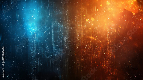 Cinematic Grunge Texture Background with Blue and Orange Glow for High Contrast Tech Presentations and Movie Posters