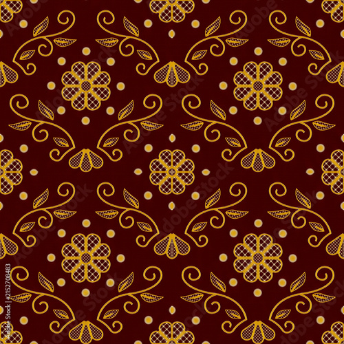Obraz na plátně Elegant floral seamless pattern featuring gold flourishes and geometric petals o