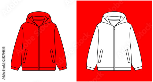 red Hooded Jacket Flat Vector art