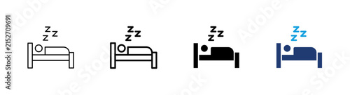 Sleep icon. Sleeping symbol. Simple pictogram for sleep, bedtime, rest, relaxation, bedroom, wellness and healthy sleep habits