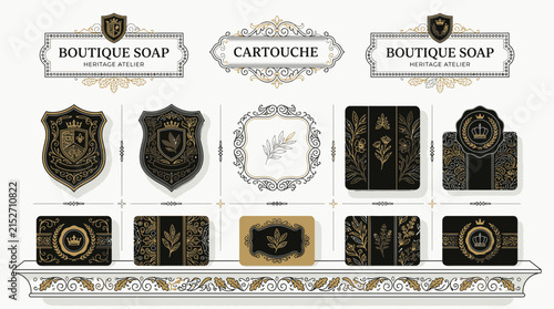 Luxury Vintage Soap Packaging Design Elements - Isolated