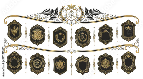 Ornate Coat of Arms and Crests Collection Isolated Transparent Background