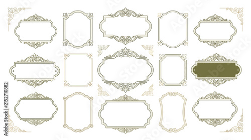 Ornate Vintage Frames and Corner Flourishes, Isolated Graphics