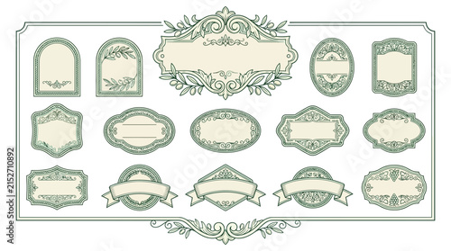 Ornate Vintage Labels and Frames Collection, Isolated on Transparent Background