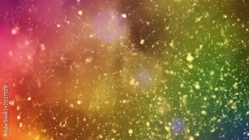 Colorful Rainbow Smoke with Glowing Gold Particles, Abstract Background