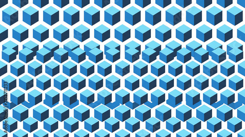 Blue isometric cubes arranged in a seamless repeating geometric pattern