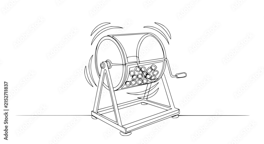 Fototapeta premium Lottery machine illustration, spinning raffle drum with balls, isolated