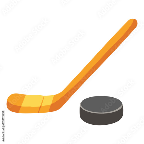 Canvas Print Hockey Stick And Puck Illustration