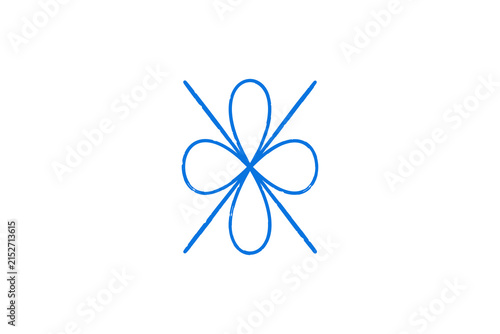 Abstract Flower Logo Symbol With Crossed Lines Minimal Hand-Drawn Floral Emblem