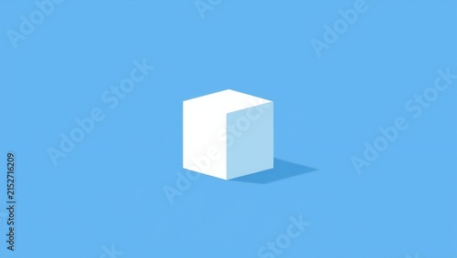 Minimalist white gift box on vibrant blue gradient background with clean shadow