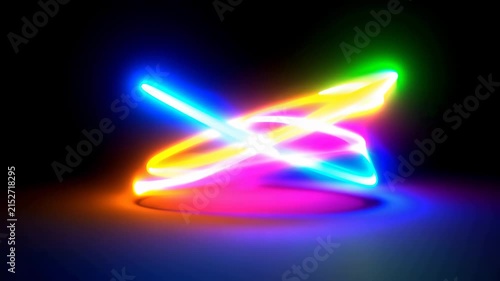 Abstract Rainbow Light Waves with Vibrant Neon Colors and Glowing Lines