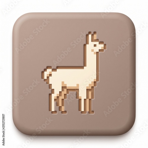 Premium 3D Matte Clay Pixel Llama Icon on Rounded Square